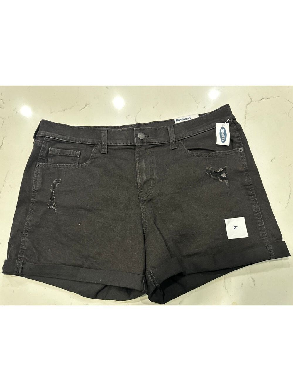 Old Navy Boyfriend Mid-Rise Jean Shorts Black Size 14